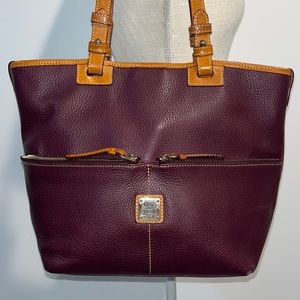 Dooney & Bourke Burgundy and Tan Tote